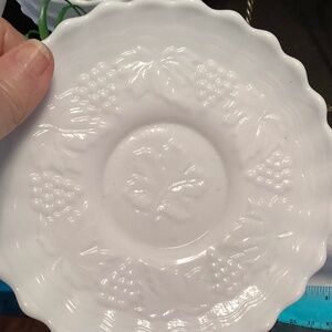 Seven (7).. Milk Glass Colony Harvest 5.5” Scallop edge saucers… Fenton?